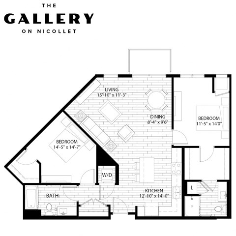 The Chankaska Floor Plan at The Gallery Apartments, Burnsville, MN, 55337